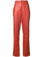 Gucci Straight Leather Trousers - Red