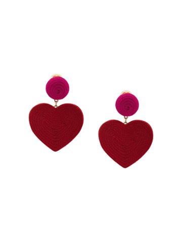 Rebecca De Ravenel Cora Heart Costume Clip-on Earrings - Red