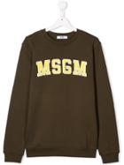 Msgm Kids Teen Logo Patch Sweatshirt - Green