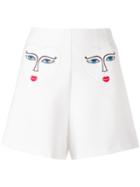 Vivetta Embroidered Heart Shorts, Women's, Size: 42, White, Polyester/cotton/spandex/elastane/viscose