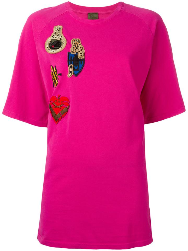 Mr & Mrs Italy Multi Patch T-shirt - Pink & Purple