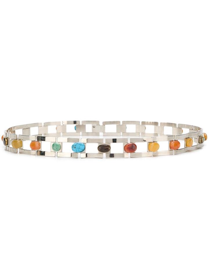 Fendi Oval Stone Belt - Silver