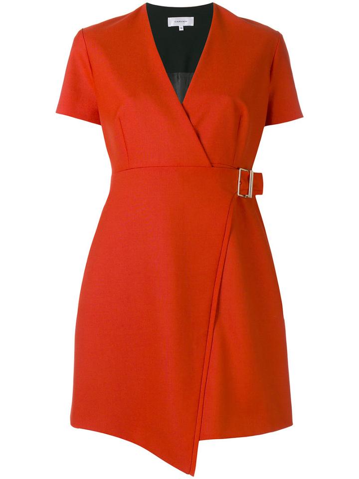 Carven - V-neck Wrap Dress - Women - Polyester/acetate/viscose/virgin Wool - 36, Women's, Red, Polyester/acetate/viscose/virgin Wool
