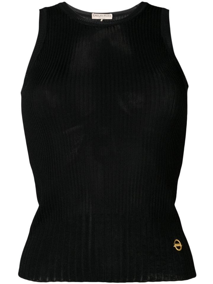 Emilio Pucci Ribbed Tank Top - Black