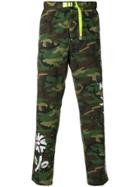 White Sand Camouflage Floral Print Trousers - Green