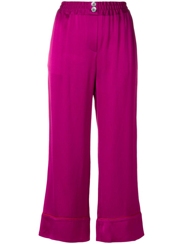 Erika Cavallini Cropped Wide Leg Trousers - Pink & Purple
