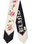 Gucci Gothic Blind For Love Print Silk Neck Bow - Black