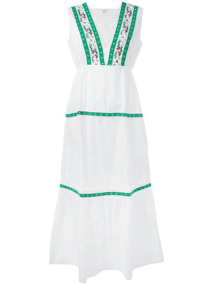 Daft Embroidered Folk Dress, Women's, Size: Xs, White, Cotton