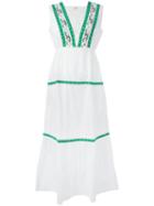 Daft Embroidered Folk Dress, Women's, Size: Xs, White, Cotton