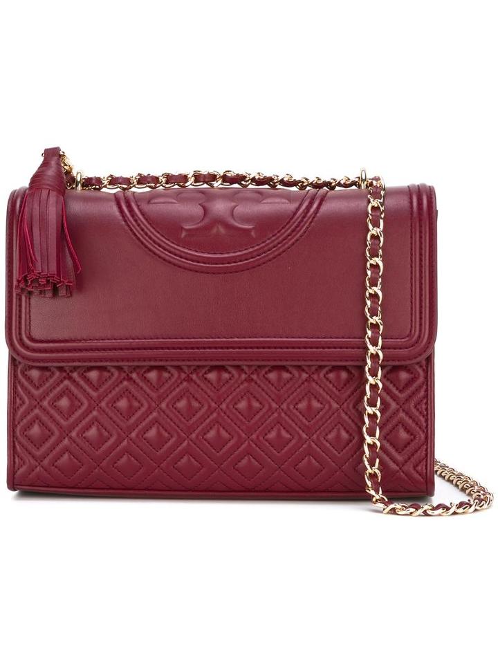 Tory Burch Embossed Pattern Shoulder Bag, Women's, Red