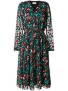 Essentiel Antwerp Sheer Sleeve Floral Dress - Black