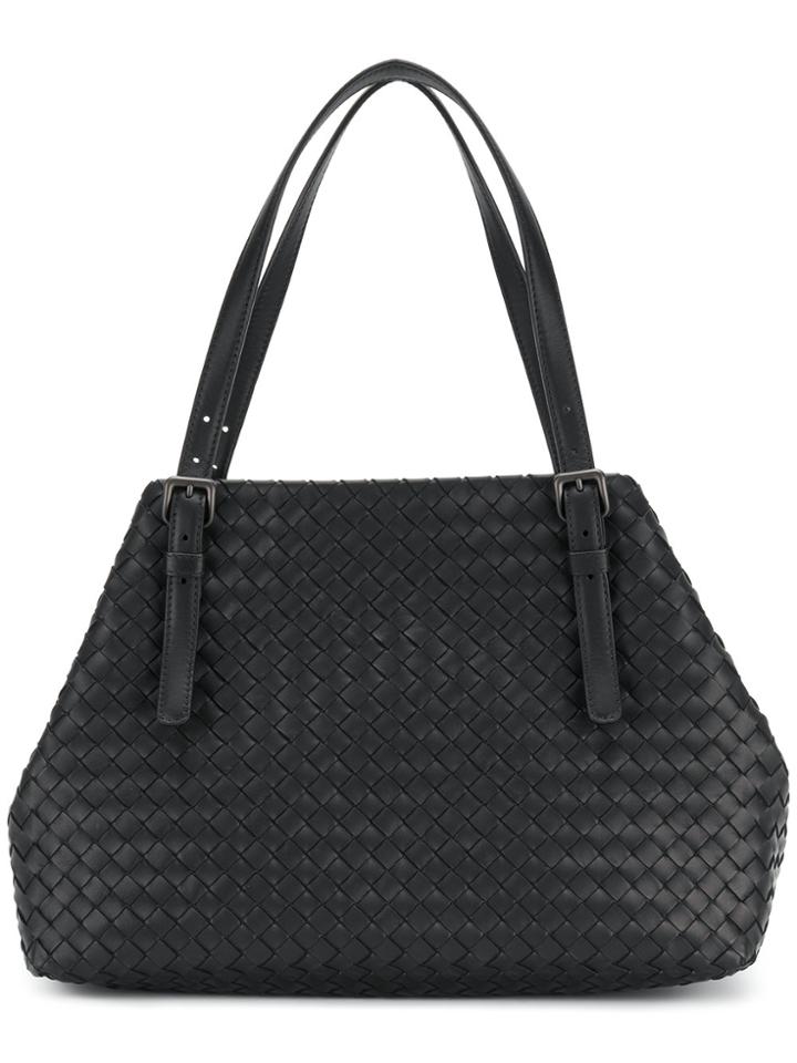 Bottega Veneta Nero Intrecciato Nappa Medium Cesta Bag - Black