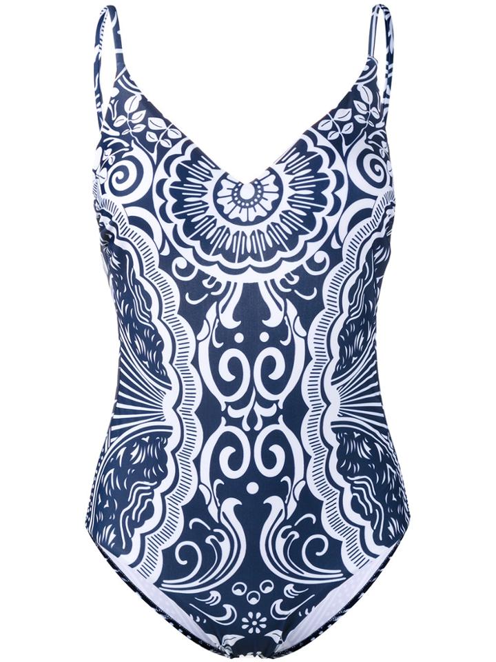 Mary Katrantzou Card Print Swimsuit - Blue