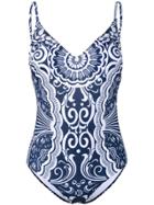 Mary Katrantzou Card Print Swimsuit - Blue