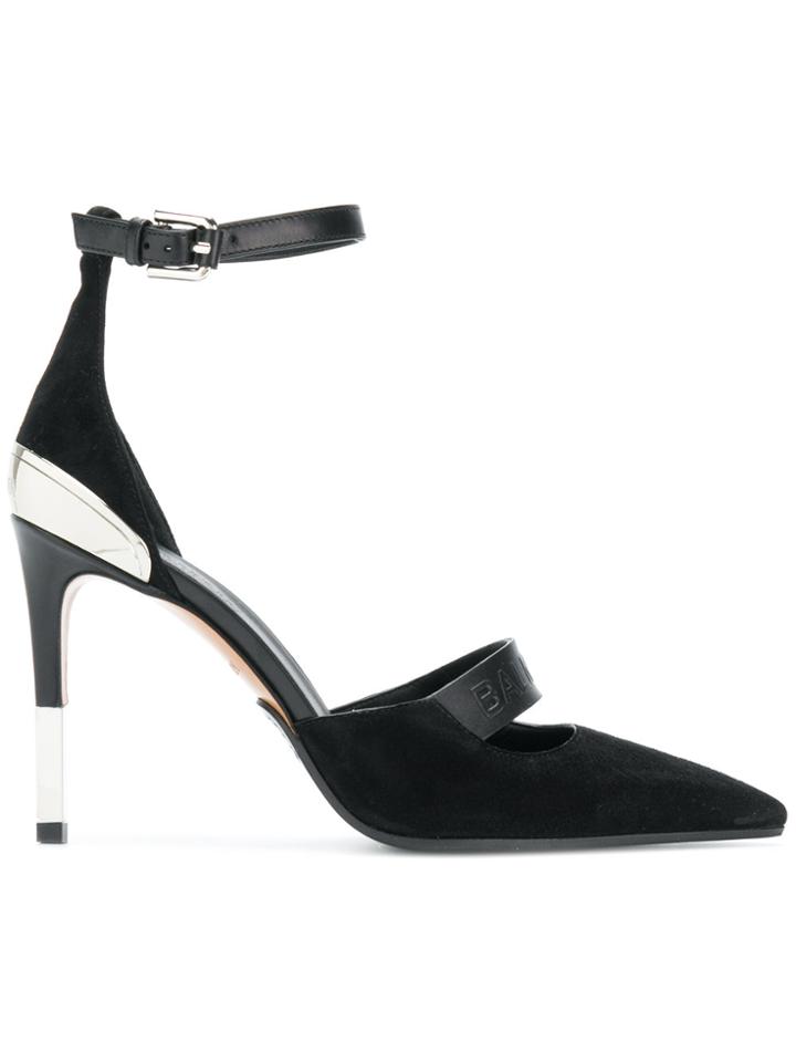 Balmain Pointed Logo Pumps - Black