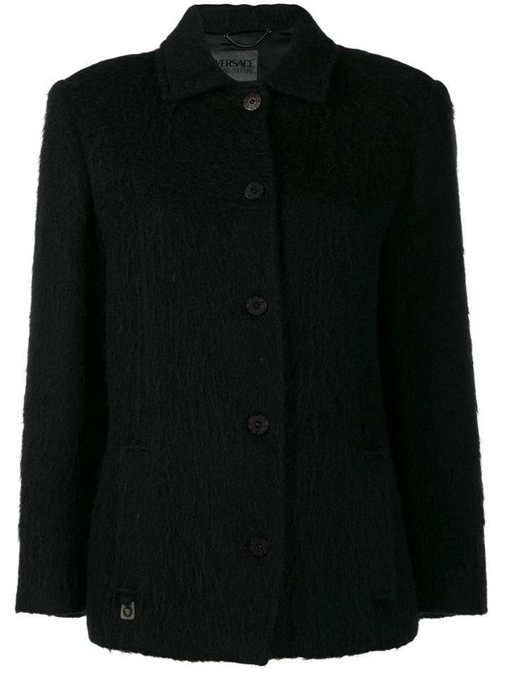 Versace Pre-owned '2000s Cutaway Collar Coat - Black