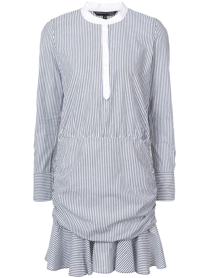 Veronica Beard Striped Drop Waist Mini Dress - Black