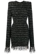 Balmain Tweed Frayed Edge Dress - Black