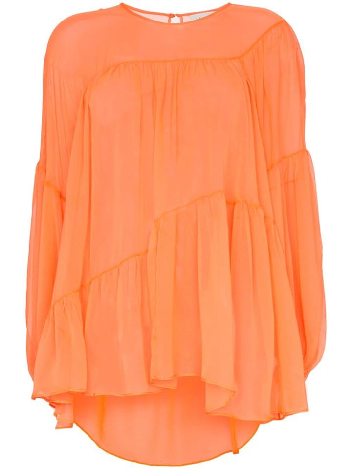 Lee Mathews Emily Silk Tiered Wave Top - Orange