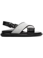 Marni Black And Silver Fussbett Cross-over Lurex Leather Sandals