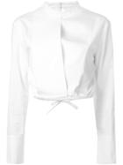 Scanlan Theodore Cropped Tux Shirt, Women's, Size: 8, White, Cotton