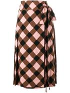 Marni Checked Wrap Skirt - Brown