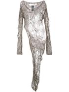 Isabel Benenato Open Knit Asymmetric Dress - Brown