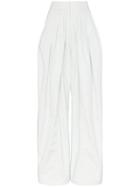 Vika Gazinskaya Banana Pleated High-waisted Cotton Trousers - Blue