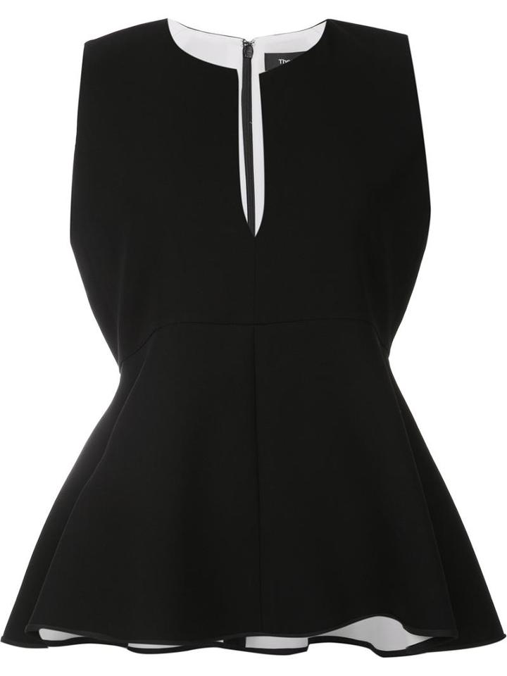 Theory Peplum Hem Top, Women's, Size: Medium, Black, Triacetate/polyester