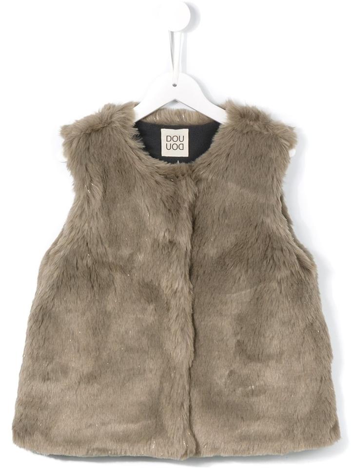 Douuod Kids - 'picchio' Fluffy Gilet - Kids - Acrylic/polyester - 8 Yrs, Grey