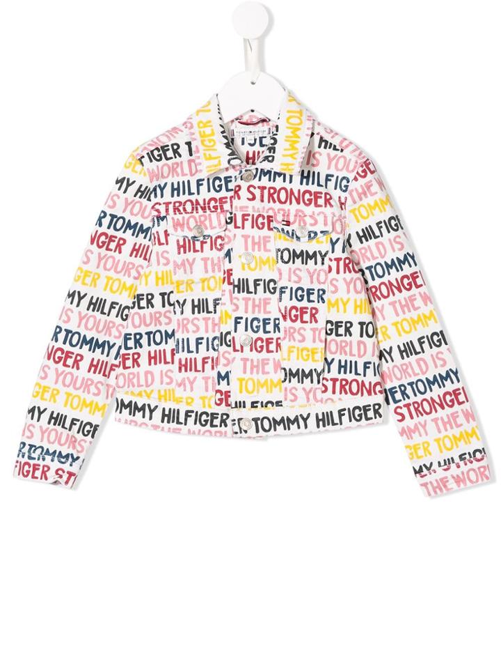 Tommy Hilfiger Junior All Over Logo Denim Jacket - White