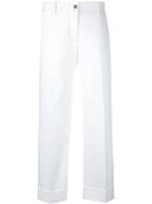 Alberto Biani Cropped Pants, Women's, Size: 40, White, Cotton