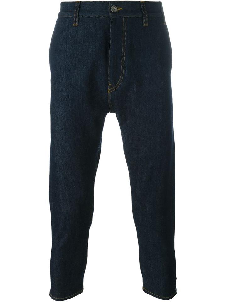 Jil Sander Cropped Jeans, Men's, Size: 33, Blue, Cotton/spandex/elastane/polyester