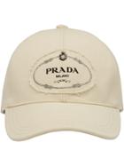Prada Canvas Baseball Cap With Logo - White