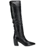 Prada Crinkle-effect Knee-high Boots - Black