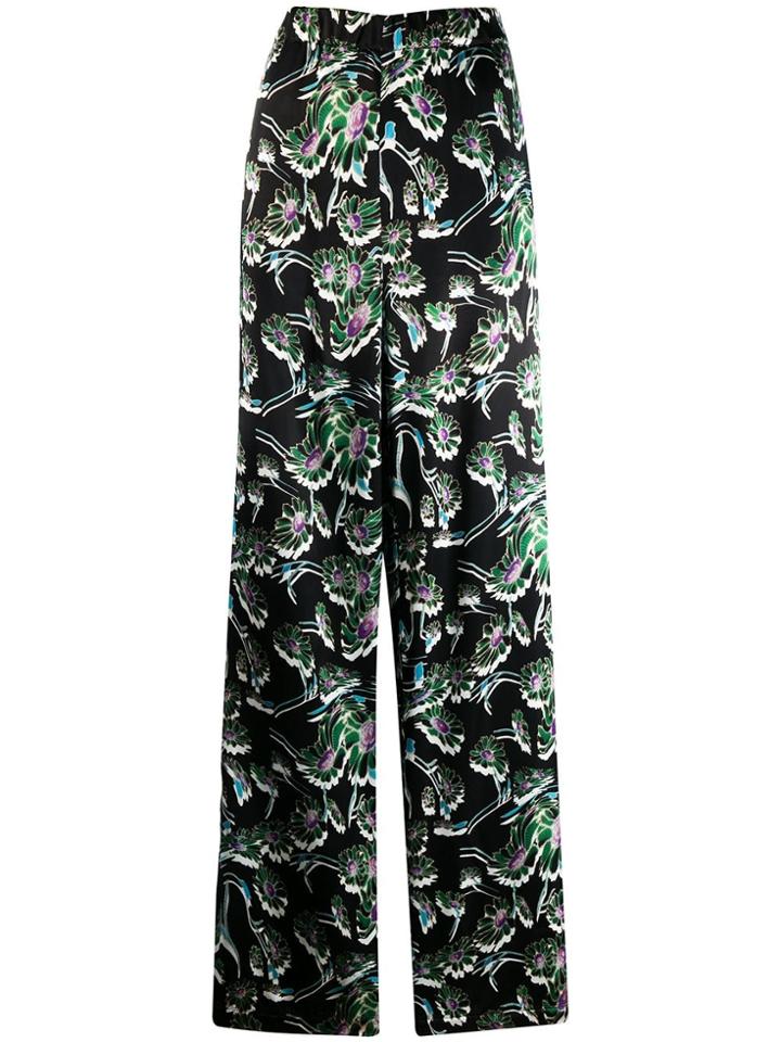 Mm6 Maison Margiela Printed Wide-leg Trousers - Black