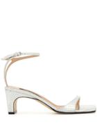 Sergio Rossi Snakeskin Effect Sandals - Silver