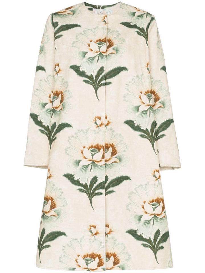 By Walid Tanita Lotus Flower Print Coat - Neutrals