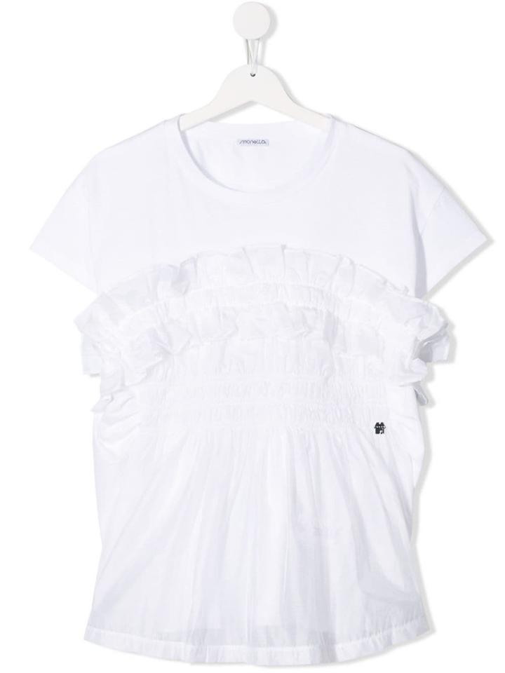 Simonetta Teen Frill Smock T-shirt - White