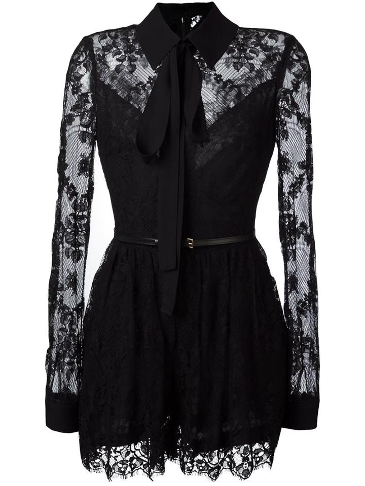 Elie Saab Tie-neck Lace Detail Jumpsuit, Women's, Size: 38, Black, Silk/cotton/polyamide