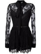 Elie Saab Tie-neck Lace Detail Jumpsuit, Women's, Size: 38, Black, Silk/cotton/polyamide