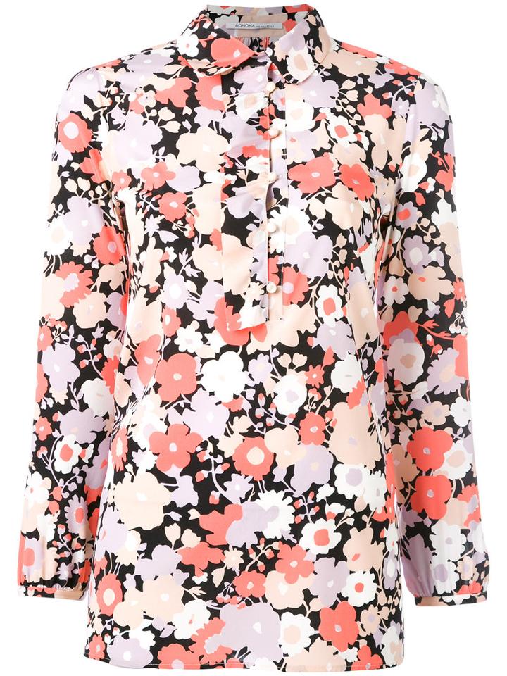 Agnona Floral Blouse, Women's, Size: 40, Pink/purple, Silk/spandex/elastane