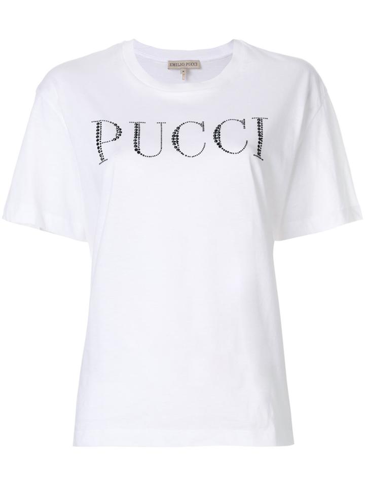 Emilio Pucci Crystal-embellished Logo T-shirt - White