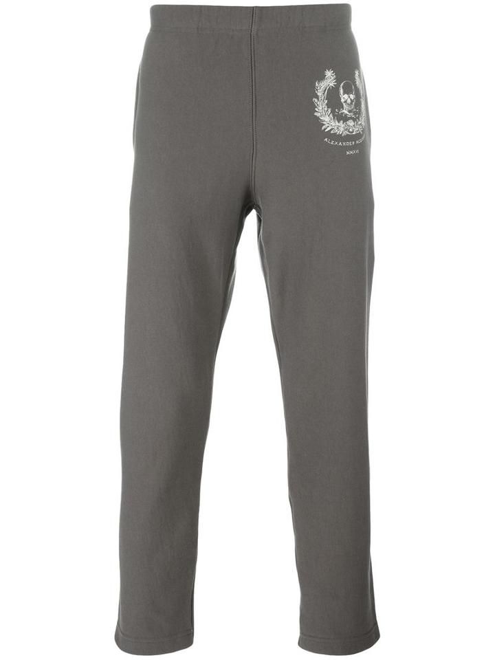 Alexander Mcqueen Skull Crest Track Pants, Men's, Size: Medium, Grey, Cotton