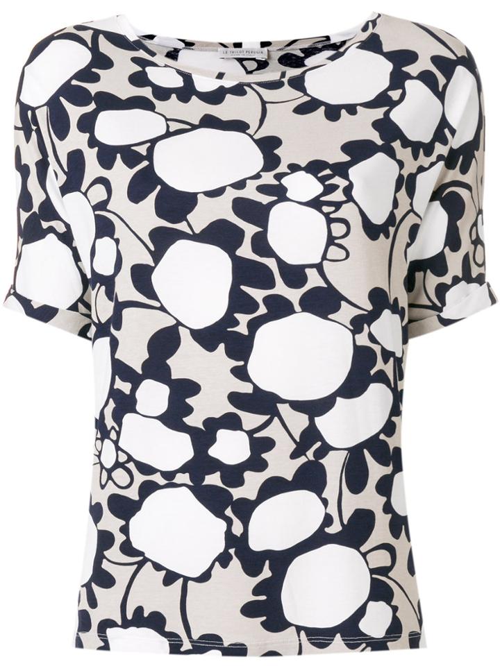 Le Tricot Perugia Floral Short-sleeve Top - Nude & Neutrals