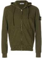 Stone Island Garment Dyed Zip Hoodie - Green