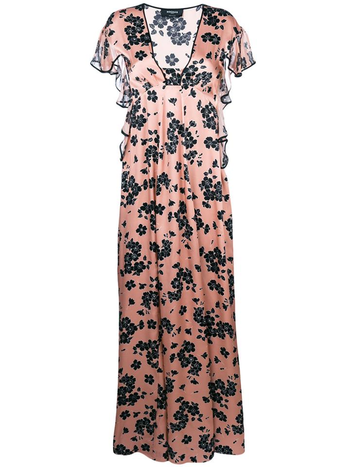 Rochas Floral Print Dress - Pink & Purple
