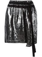 No21 Sequin Tie Skirt, Women's, Size: 42, Grey, Polyester/silk