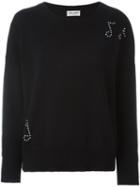 Saint Laurent Music Note Studded Jumper, Women's, Size: Medium, Black, Cashmere