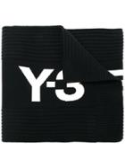 Y-3 Tri-stripe Ribbed Knit Scarf - Black
